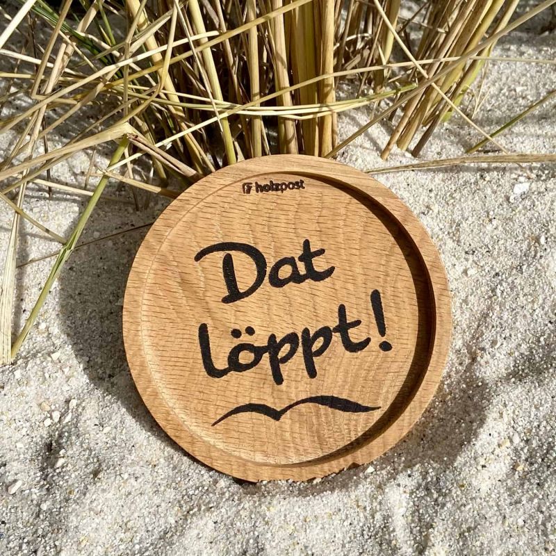 Friesisches Teehaus - Holzuntersetzer 'Dat löppt' - Strand