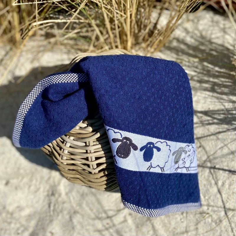Friesisches Teehaus - Küchentuch 'Schafe' blau - Strand