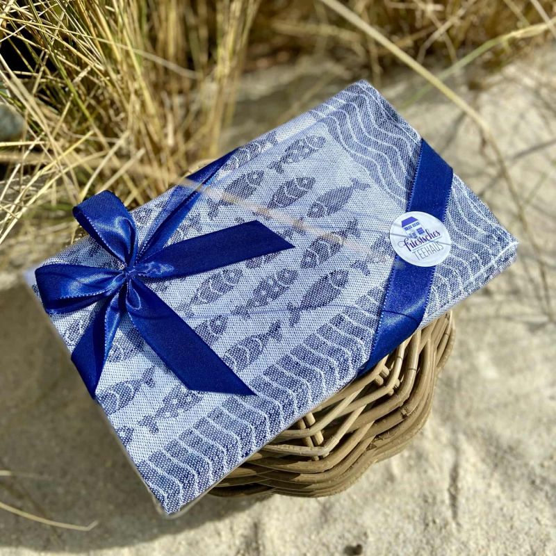 Friesisches Teehaus - Geschirrtuch 'Kleine Fische' blau - Strand