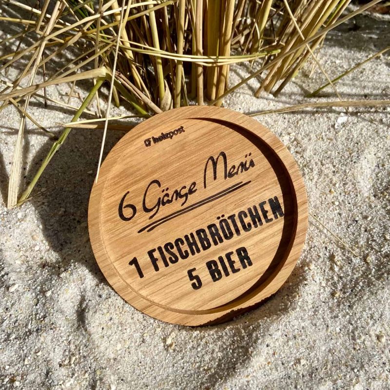 Friesisches Teehaus - Holzuntersetzer '6 Gänge Menü' - Strand