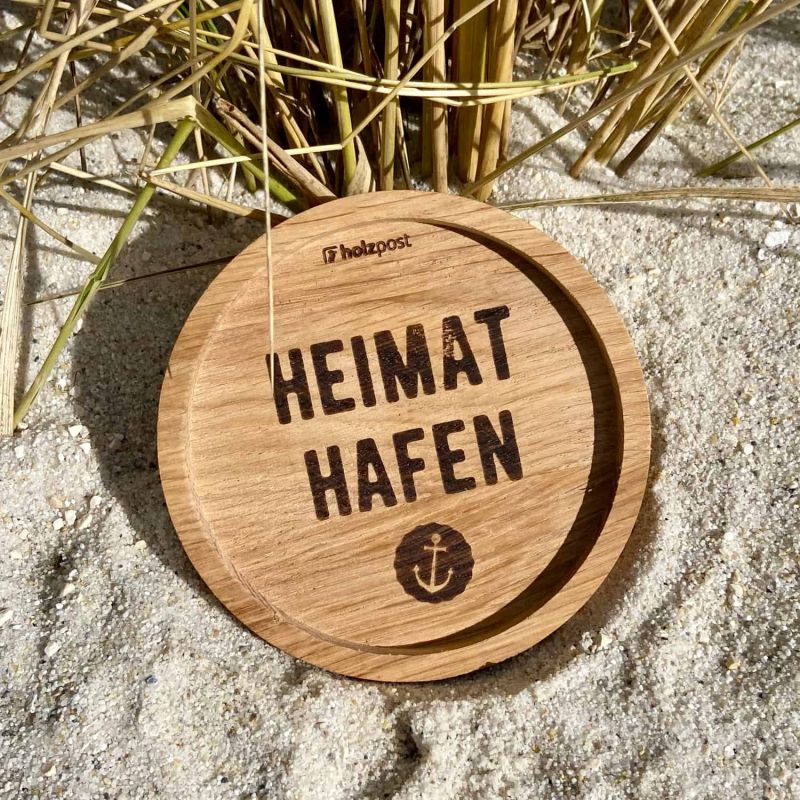 Friesisches Teehaus - Holzuntersetzer 'Heimathafen' - Strand