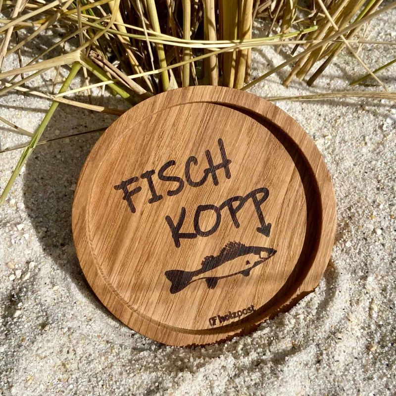 Friesisches Teehaus - Holzuntersetzer 'Fischkopp' - Strand