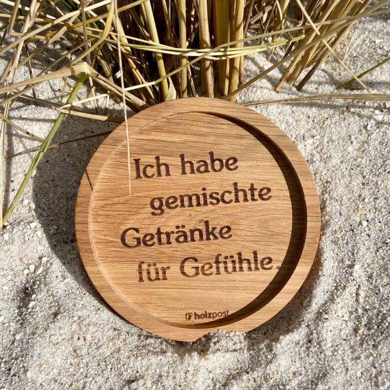 Friesisches Teehaus - Holzuntersetzer 'Gefühle' - Strand