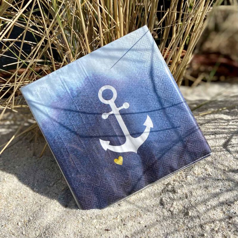 Friesisches Teehaus - Servietten 'Indio Anker' - Strand