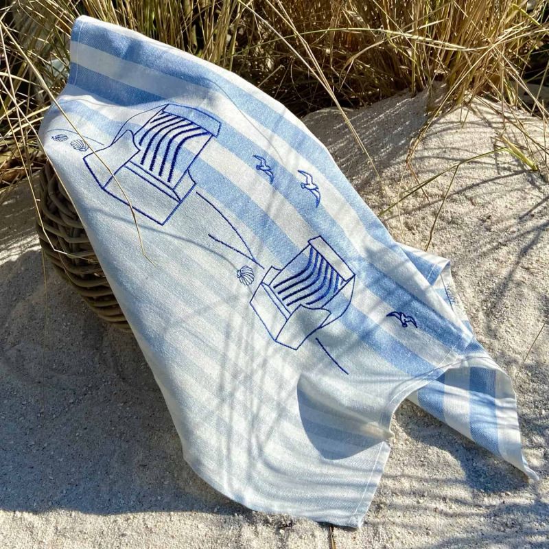 Friesisches Teehaus - Geschirrtuch 'Strandkorb' - Strand