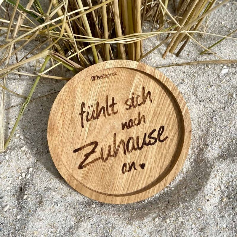 Friesisches Teehaus - Holzuntersetzer 'Zuhause' - Strand